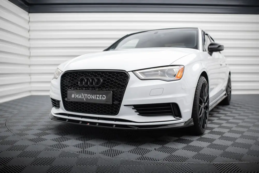 Maxton Design spoiler pod přední nárazník pro Audi A3 8V, černý lesklý plast ABS, Sedan Ověřený