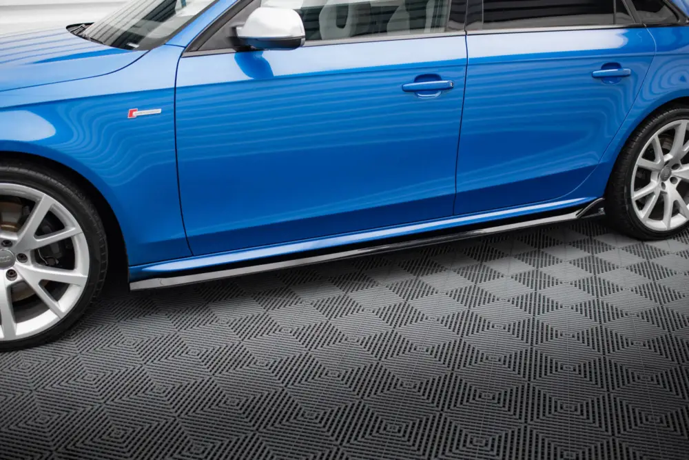 Bezpečná Platba Maxton Design difuzory pod boční prahy ver.4 pro Audi A4 B8, B8 Competition Facelift, B8 FL, černý lesklý plast ABS, S-line Sedan/Avant