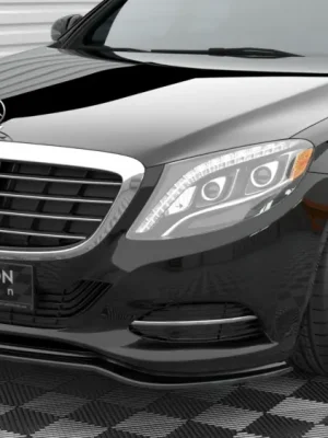 Akce Maxton Design spoiler pod přední nárazník pro Mercedes třída S W222 Standard, černý lesklý plast ABS