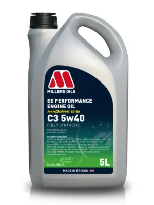 Jen Po Omezenou Doba Plně syntetický motorový olej Millers Oils EE Performance C3 5W-40 s technologií NANODRIVE, objem 5l