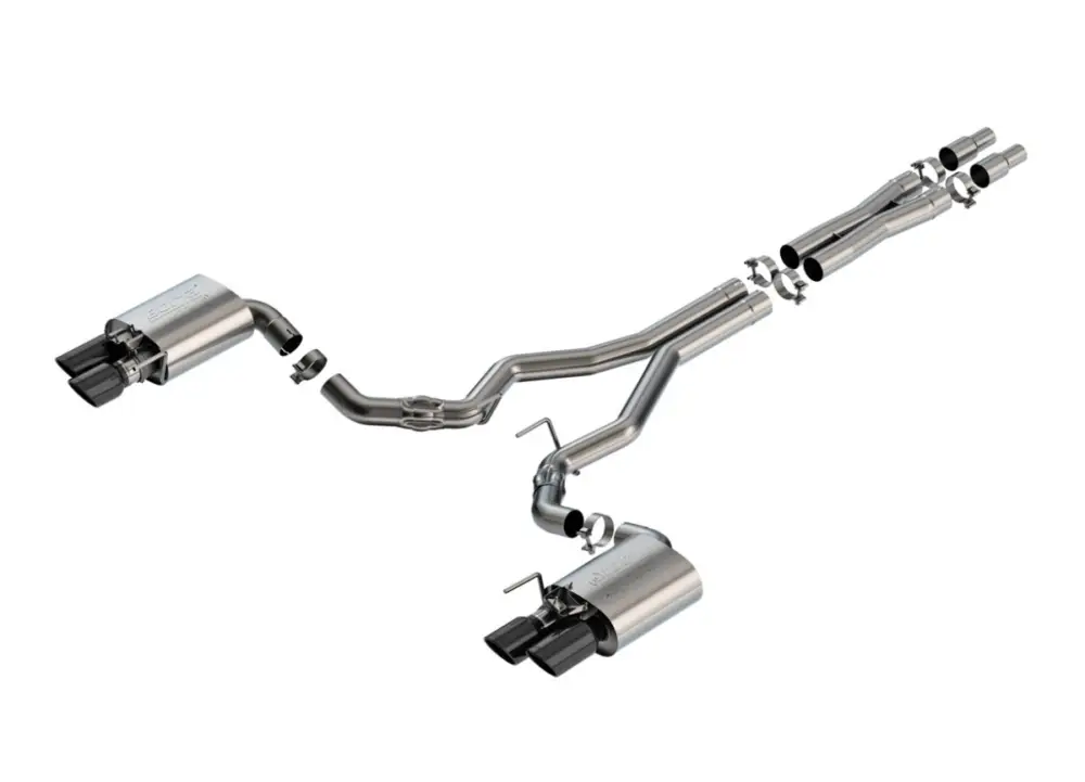 Omezená Nabídka Borla Cat-Back výfukový systém "ATAK" pro Ford Mustang GT 5.0L V8, automat/manual, RWD, 2-dveř., s Active Exhaust, r.v. 2024-, typ koncovek černé