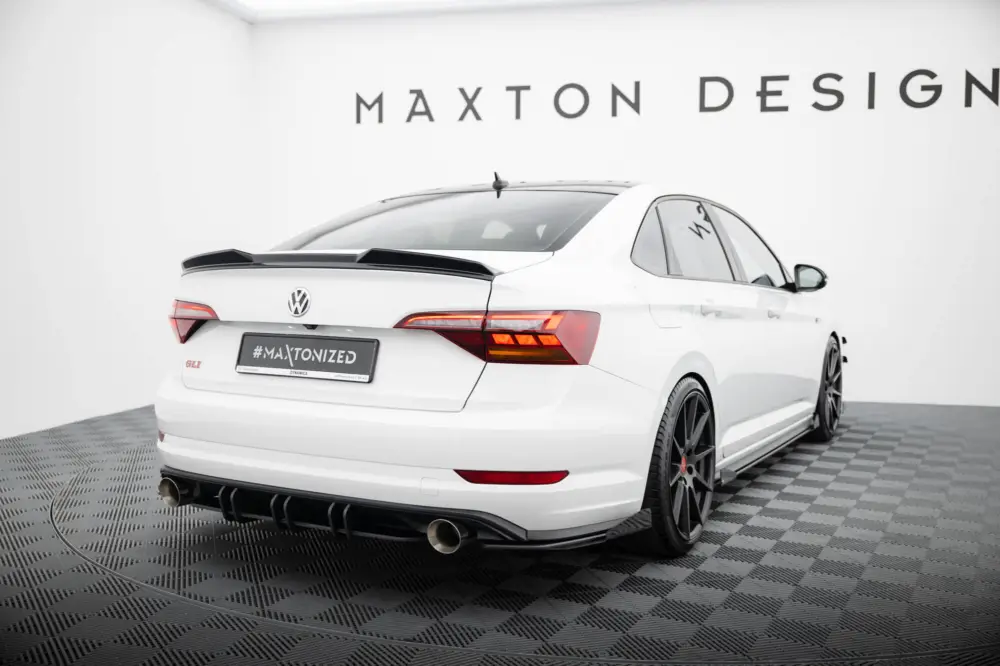 Maxton Design "Street Pro" difuzor zadního nárazníku pro Volkswagen Jetta Mk7 GLI, plast ABS bez povrchové úpravy, s červenou linkou Tovární Cena
