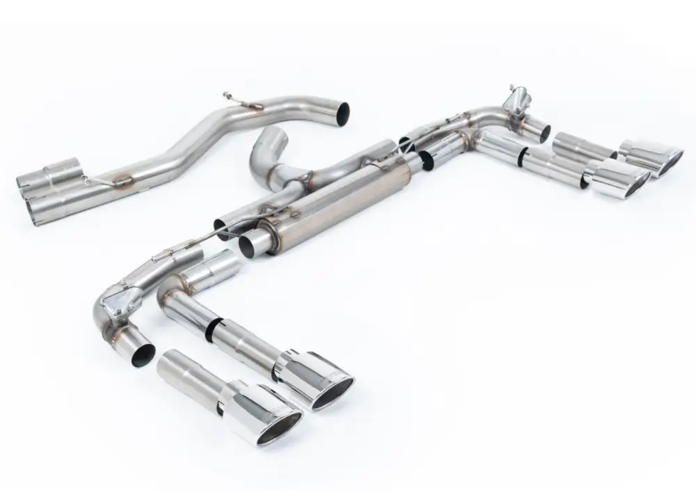 Přímo Od Výrobce Milltek Sport výfukový systém cat-back Race System - 80mm bez rezonátoru (nejhlasitější) pro Audi S3 2.0TFSI Quattro Sedan 310PS 8Y (s OPF/GPF) 2020-2024, oválná leštěná koncovka, typ koncovek oválná leštěná