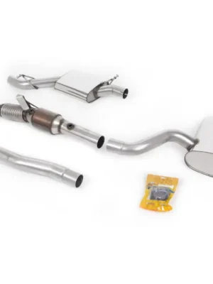 Super Cena Milltek Sport výfukový systém Turbo-back vč. Hi-Flow sportovního katalyzátoru pro Audi S3 2.0 T quattro 3-dvéř. 8P 2006-2012, černé koncovky, typ koncovek GT-80 leštěná