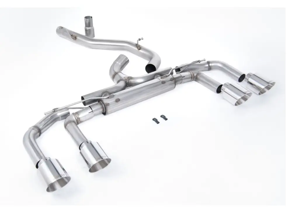 Poslední Šance Milltek Sport výfukový systém cat-back 80mm / 3.15" System - Race bez klapek (nejhlasitější) pro Volkswagen Golf Mk8 R 2.0 TSI 320PS (bez GPF / NA modely) 2022-2024, GT-115 leštěné koncovky, typ koncovek GT-115 leštěné