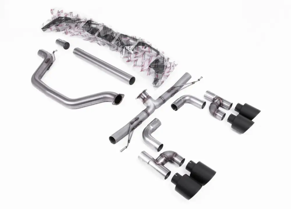 Milltek Sport výfukový systém OPF/GPF Back Golf R Style - Race (nejhlasitější) pro Volkswagen Golf Mk8 GTi (Golf R Style Quad Outlet - 245ps s OPF/GPF) 2020-2024, GT-115 leštěné koncovky, typ koncovek GT-115 černé Kup Teď