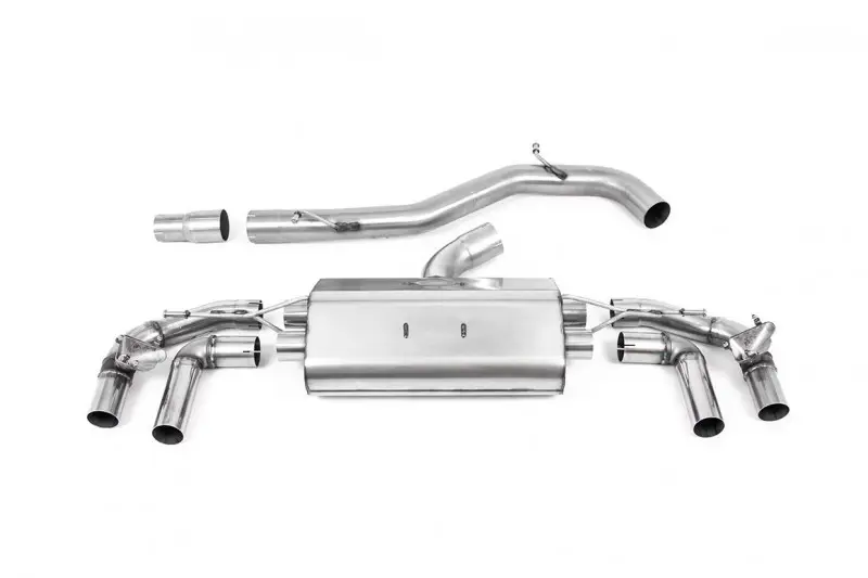 Milltek Sport výfukový systém cat-back 80mm / 3.15" System - Road+ (Mid Level Sound) pro Volkswagen Golf Mk8 R 2.0 TSI 320PS (bez GPF / NA modely) 2022-2024, GT-115 leštěné koncovky, typ koncovek GT-115 leštěné Výprodej