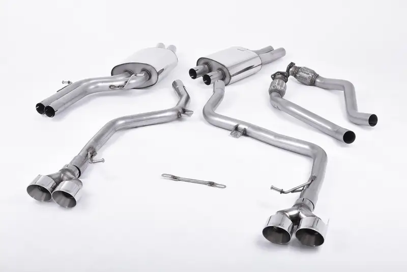 Výhodná Nabídka Milltek Sport výfukový systém cat-back Race pro Audi S4 3.0 Supercharged V6 B8.5 2012-2016, dvojité leštěné koncovky, typ koncovek GT-100 leštěné