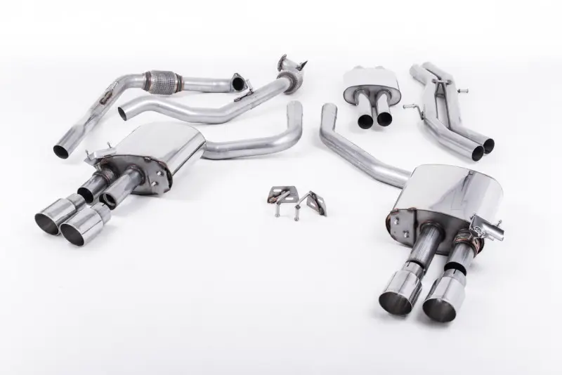 Milltek Sport homologovaný výfuk cat-back s rezonátorem pro Audi S4 3.0 Turbo V6 B9 - Sedan/Avant (bez Sport Diff) 2016-2024, GT-100 dvojité leštěné koncovky, typ koncovek GT-100 leštěné Novinka