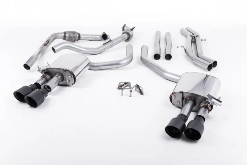 Sezónní Sleva Milltek Sport výfukový systém cat-back bez rezonátoru (hlasitější) pro Audi S5 3.0 V6 Turbo Sportback B9 (bez Sport Diff) 2017-2024, GT-100 dvojité leštěné koncovky, typ koncovek GT-100 černé