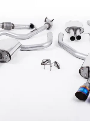 Značkový Milltek Sport homologovaný výfuk cat-back s rezonátorem pro Audi S5 3.0 V6 Turbo Sportback B9 (Sport Diff Models Only, without Brace Bars) 2017-2024, GT-100 dvojité leštěné koncovky, typ koncovek GT-100 titanové modré