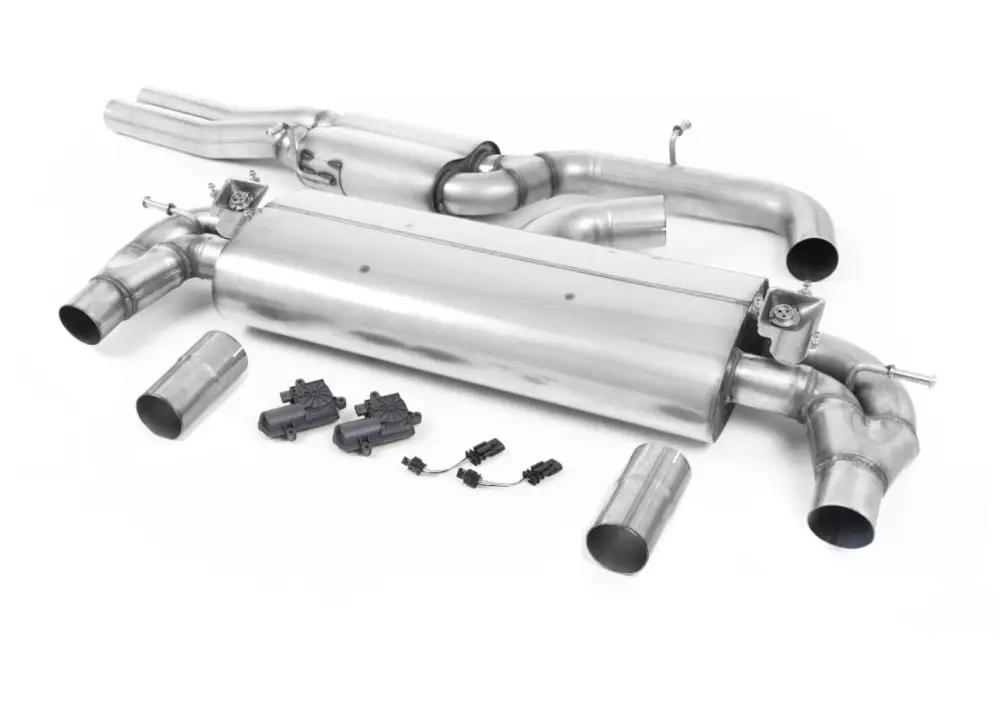 Omezená Nabídka Milltek sport ValveSonic výfukový systém cat-back bez rezonátoru pro Audi RS3 Sedan 400PS (8V MQB) - s OPF/GPF 2019-2024, oválné leštěné koncovky, typ koncovek oválné titanové modré