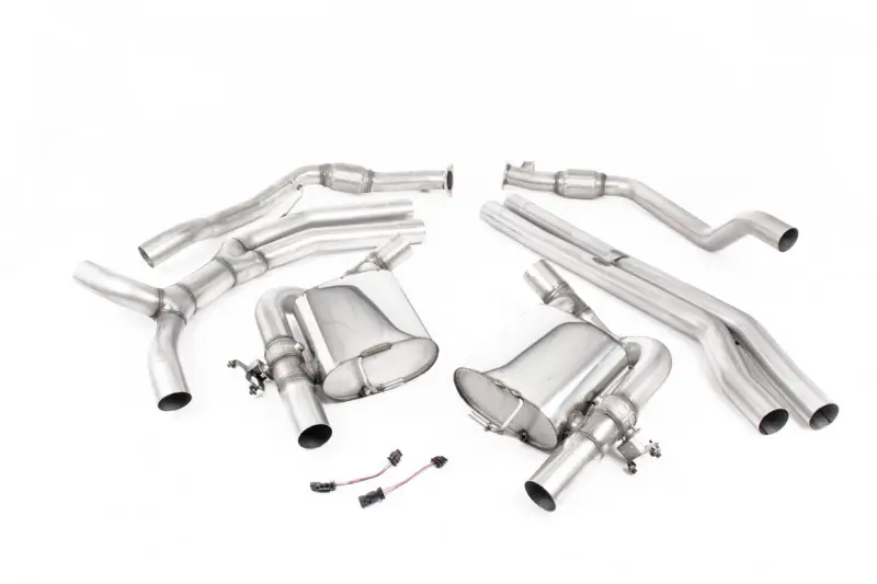 Bezpečná Platba Milltek Sport výfukový systém cat-back bez rezonátoru (Race - hlasitější) pro Audi RS5 B9 2.9 V6 Turbo Sportback (bez OPF/GPF) 2018-2019, oválné leštěné koncovky, typ koncovek oválné titanové modré
