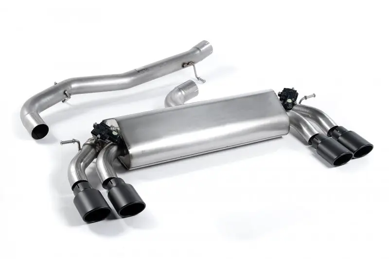 Výprodej Milltek Sport výfukový systém cat-back bez rezonátoru (hlasitější) pro Volkswagen Golf MK7 R 2.0 TSI 300PS (ECE Approved, 76.2mm Systems) 2014-2016, leštěné oválné koncovky, typ koncovek oválné černé