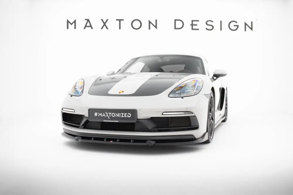 Nejlepší Volba Maxton Design spoiler pod přední nárazník ver.2 pro Porsche Cayman 982c, černý lesklý plast ABS, 718 GTS