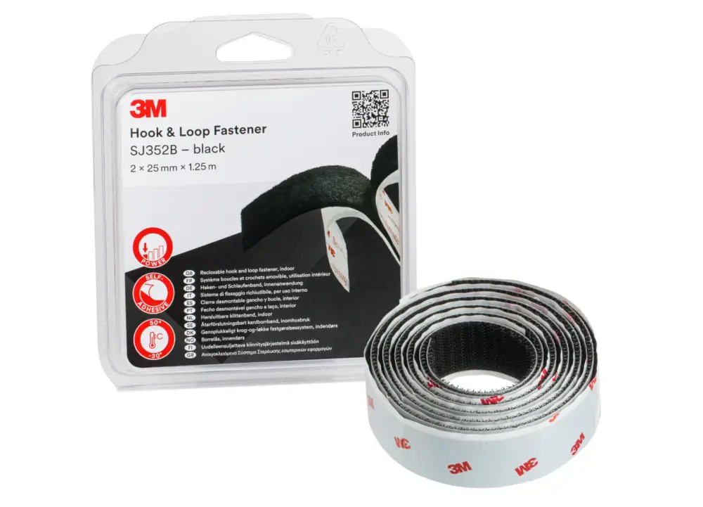 Omezená Nabídka 3M™ Hook & Loop™ háčky a smyčky samolepící suchý zip SJ352B, barva černá