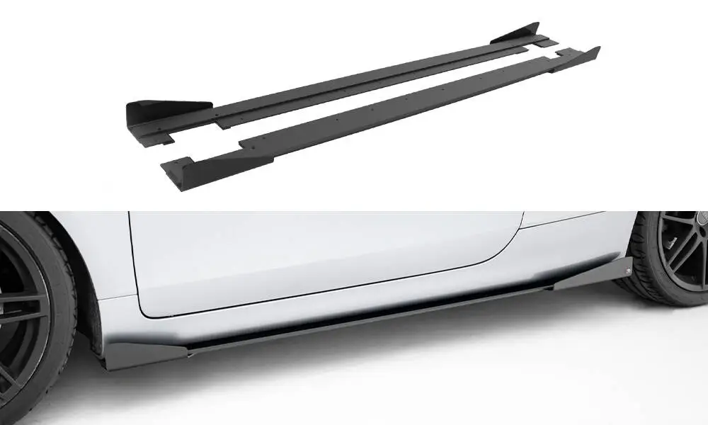 Horká Nabídka Maxton Design "Street Pro" difuzory pod boční prahy s křidélky pro Audi TT S Mk2 (8J), Mk2 (8J) Facelift, černý lesklý plast ABS