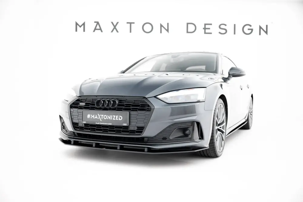 Super Cena Maxton Design "Street Pro" spoiler pod přední nárazník pro Audi A5 F5 Facelift, plast ABS bez povrchové úpravy, Coupe/Sportback, s červenou linkou