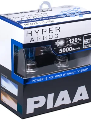 Poslední Šance Autožárovky PIAA Hyper Arros 5000K - o 120 % vyšší svítivost, jasně bílé světlo o teplotě 5000K, patice HB3/HB4