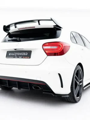 Značkový Maxton Design "Street Pro" difuzor zadního nárazníku pro Mercedes třída A W176/AMG-Line, plast ABS bez povrchové úpravy, s červenou linkou