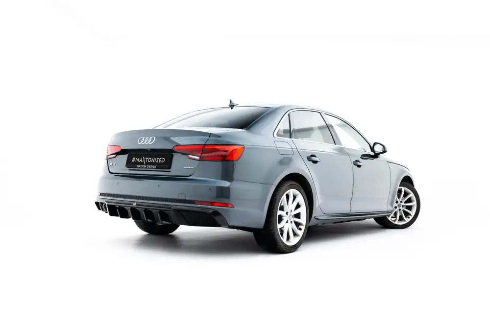 Cenový Hit Maxton Design vložka zadního nárazníku ver.2 pro Audi A4 B9, černý lesklý plast ABS, S-Line Sedan, S-Line Avant