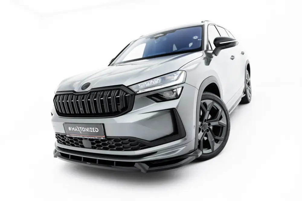 Nejprodávanější Maxton Design spoiler pod přední nárazník ver.1 pro Škoda Kodiaq Mk2 Sportline, černý lesklý plast ABS