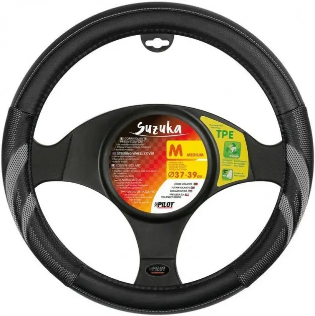 Akční Nabídka Potah volantu SUZUKA PREMIUM šedý, 37-39 cm NEW 6/2020