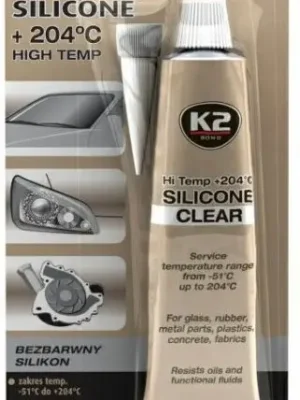 K2 Silicone Clear, vysokoteplotní čirý silikon, 85g Nejlepší Cena
