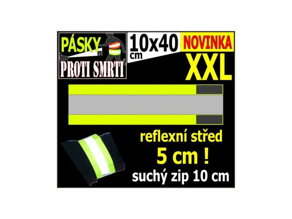 Poslední Šance LEMAC-Reflexní páska rychloupínací, Hi-Vis žlutá, délka 40cm, XXL