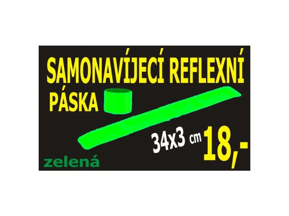 LEMAC-Reflexní páska samonavíjecí, zelená 34x3 cm Cenově Výhodný