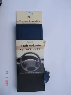 Kožený potah volantu Maria Cavallo - dvojbarevný modročerný Přímo Od Výrobce