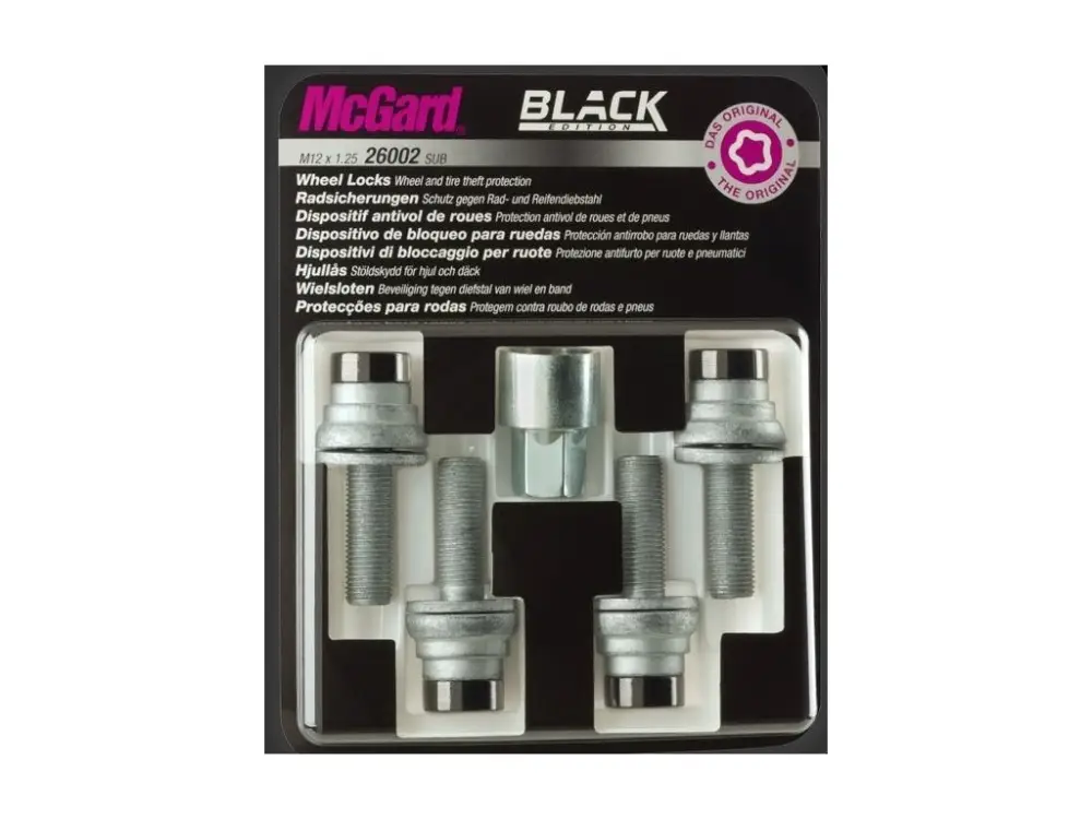 McGard pojistné šrouby 26002 SUB M12x1.25x35 hlava17 plocha plochá Peugeot černé Top Prodej