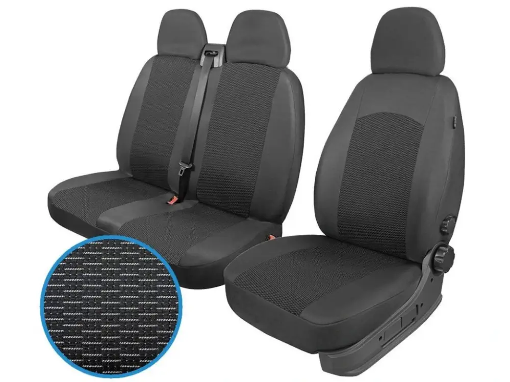 Autopotahy pro BUS, DODÁVKU, 3 místa 1+2, černý žakar, zesílená středová látka Must-Have