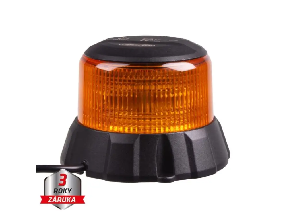Robustní oranžový LED maják, černý hliník, 48W, ECE R65 Značkový