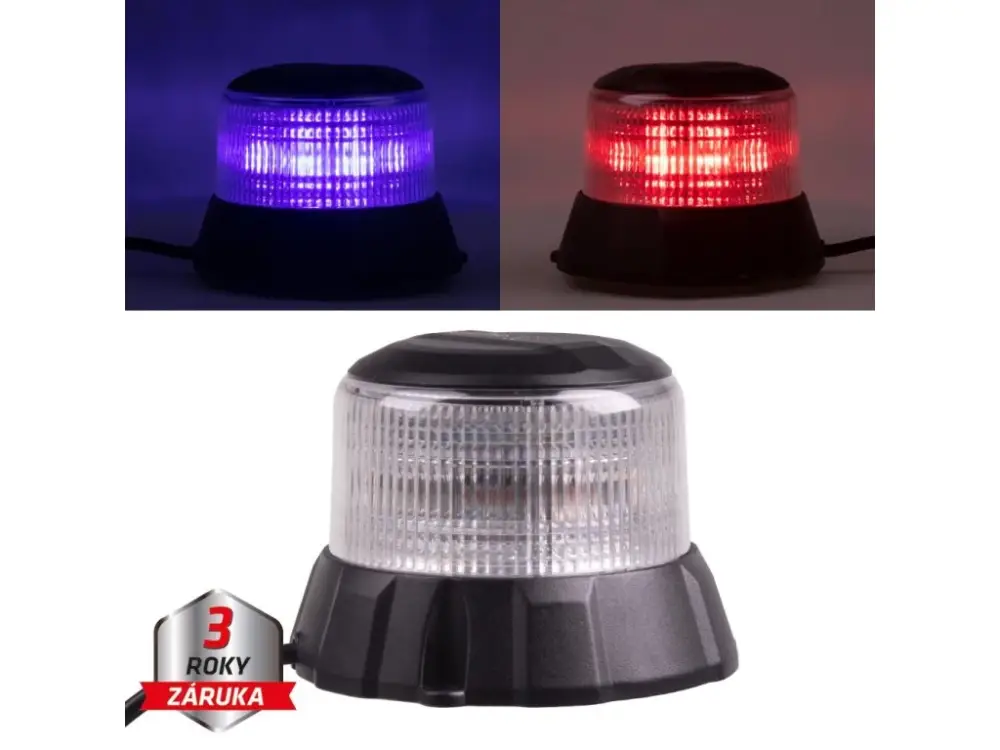 Robustní modro-červený LED maják, černý hliník, 48W, ECE R10 Značkový