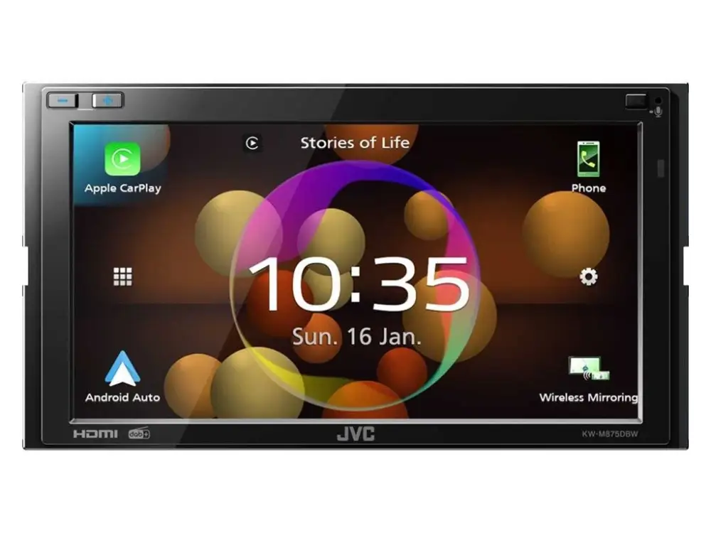 Levný JVC 2DIN DAB+ / FM autorádio/6,8" displej/USB/AV/Bluetooth/Bezdrát Apple CarPlay / Android Auto