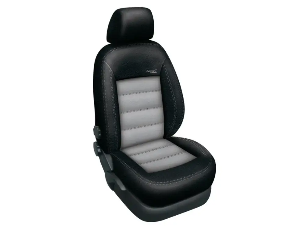 Cenově Výhodný Autopotahy Škoda Octavia II, AUTHENTIC LEATHER, dělená, zadní loketní opěrka, černošedé