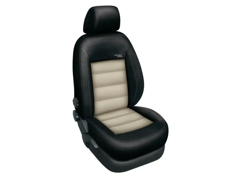 Autopotahy Škoda FABIA III, KOMBI, AUTHENTIC LEATHER, černobéžové Značkový