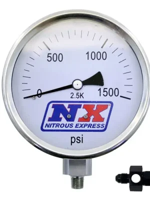 Cenový Hit 4 Inch Nitrous Pressure Gauge (Liquid Filled) with 4AN Adapter Nitrous Express NX 15541