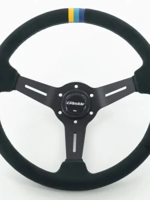 Víkendová Akce GReddy Sports "Deep Type" Steering Wheel (80 mm Dish), Black Suede, Black Spokes - 340 mm